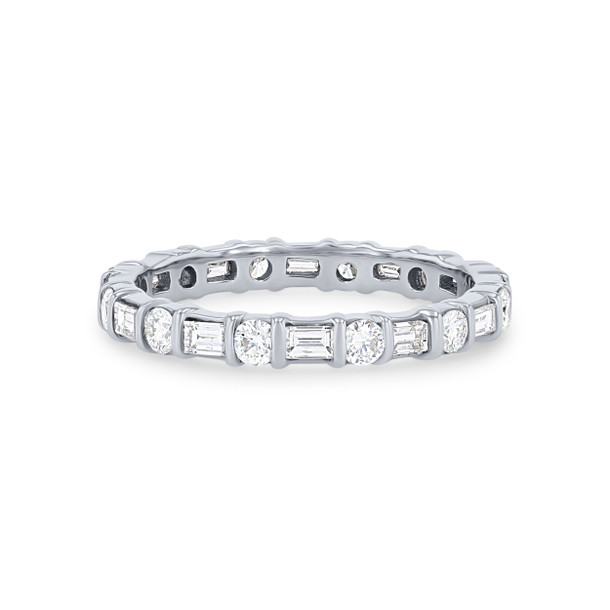 Alternating Baguette and Round Diamond Eternity Wedding Band