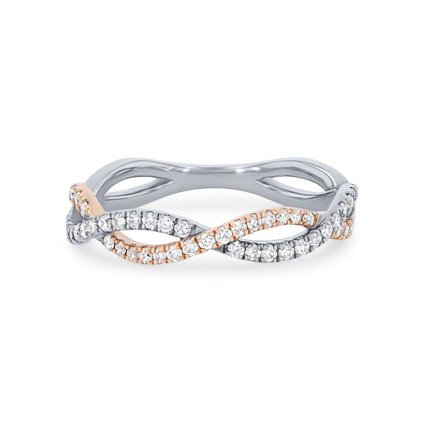 Two Tone Twist Full Diamond Wedding Band