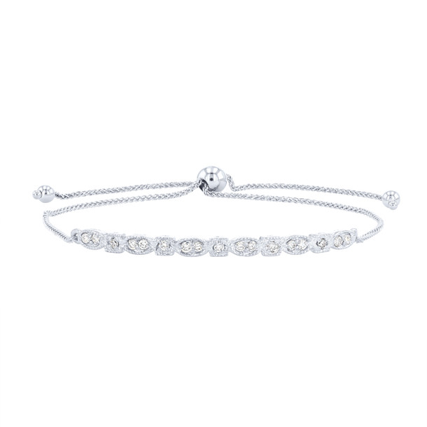 Milgrain Framed Diamond Bolo Bracelet