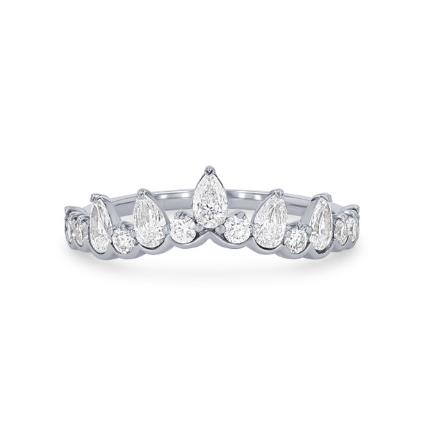 Contour Pear and Round Diamond Tiara Wedding Band