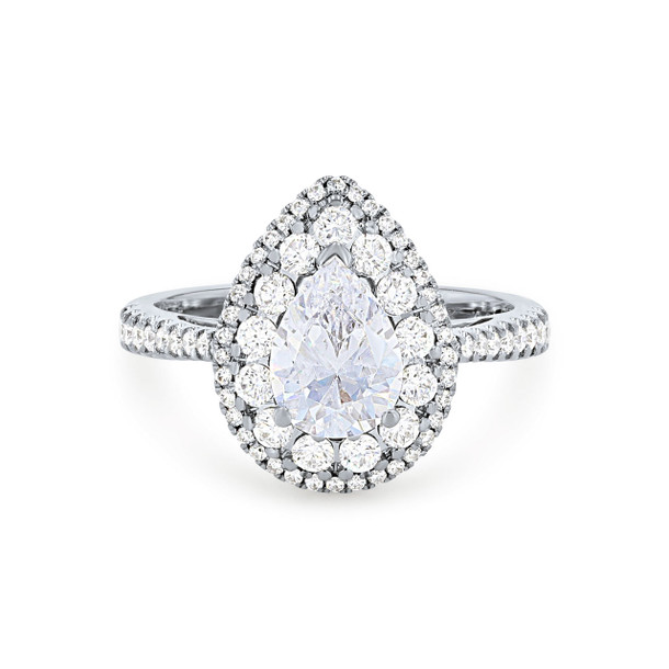 Simon G. Cathedral Double Pear Halo Engagement Setting