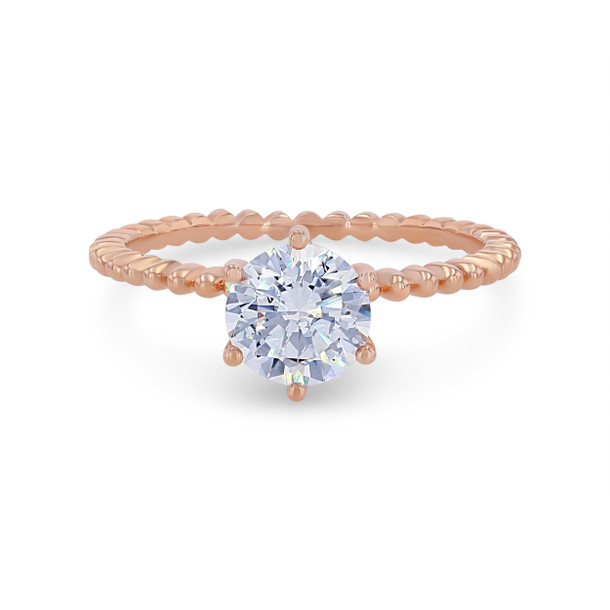Solitaire Six Prong Beaded Engagement Setting