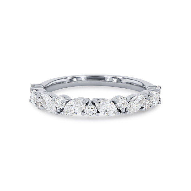Floral Alternating Marquise and Round Wedding Band