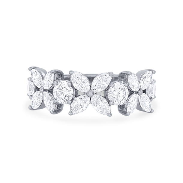 Mixed Diamond Floral Inspired Wedding Band