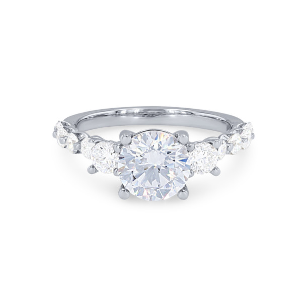 Three Stone Round Diamond Single Prong Engagement Setting