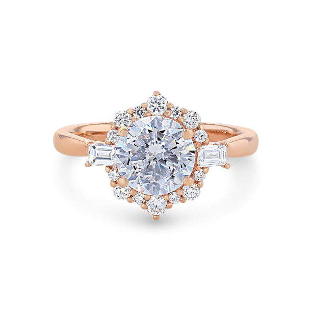Graduated Halo Baguette Accent Engagement Setting