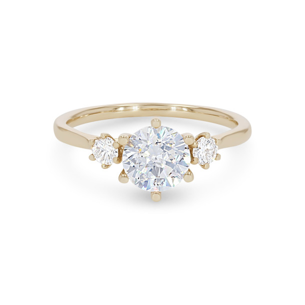 Three Stone Six Prong Round Diamond Engagement Setting