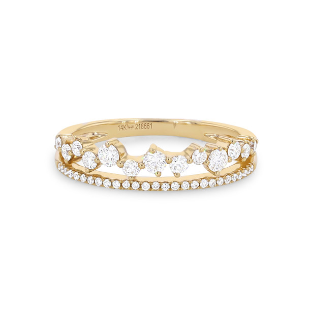 Uneek Two Row Scatter Diamond Wedding Band