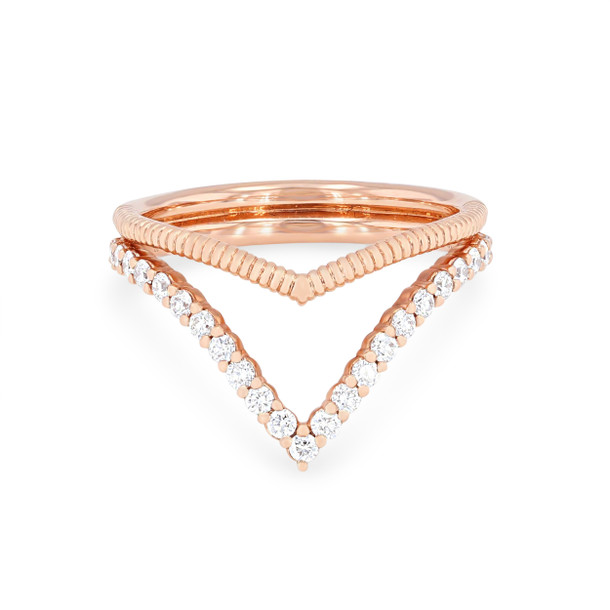 Two Row "V" Shape Diamond Ring