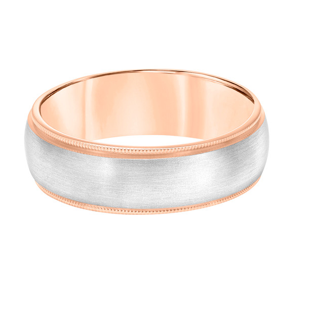 Two-Tone Matte Milgrain Wedding Band