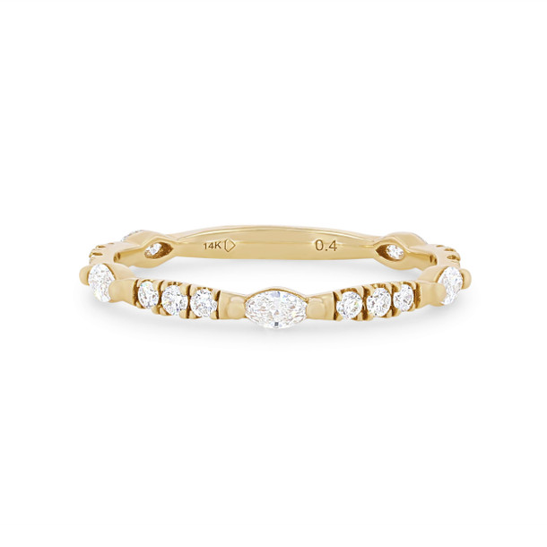 Marquise and Round Diamond Station Wedding Band
