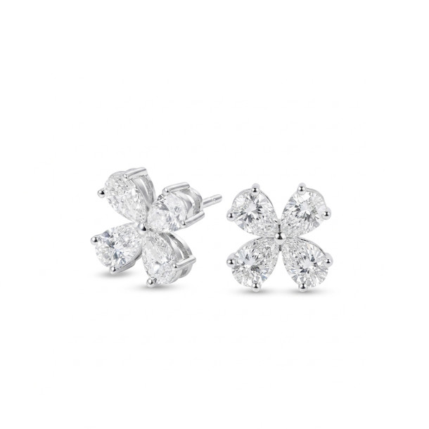 Diamond Flower Stud Earrings