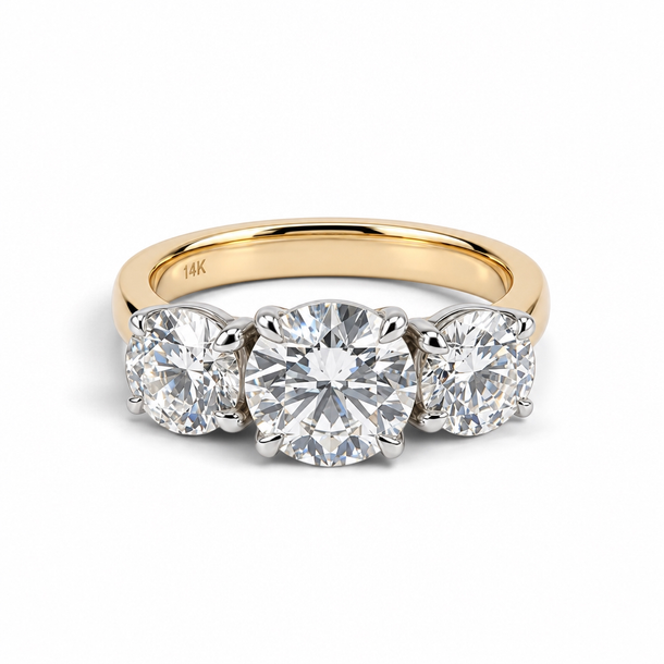 Three Stone Round Lab Grown Diamond Engagement Ring (1.72ct)