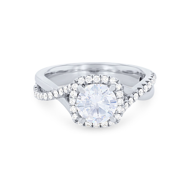 Cushion Halo Twist Half Diamond Engagement Setting