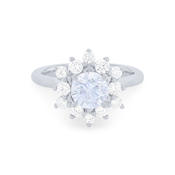 Floral Round Halo Engagement Setting