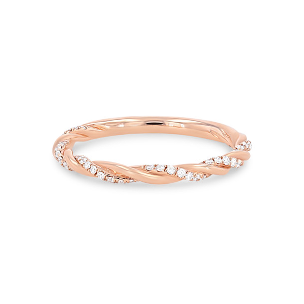 Sylvie Rope Twist Half Diamond Wedding Band