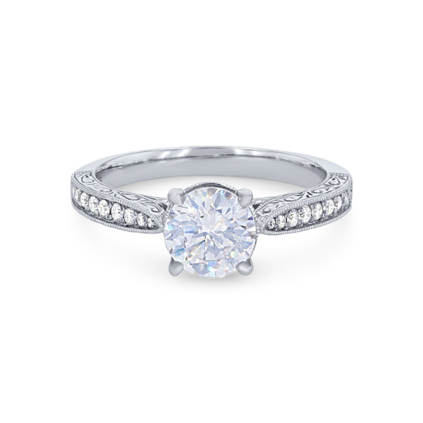 Sylvie Engraved Milgrain Diamond Engagement Setting