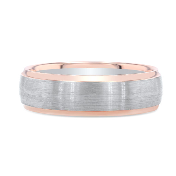 Two Tone Matte Step Edge 6.5mm Wedding Band