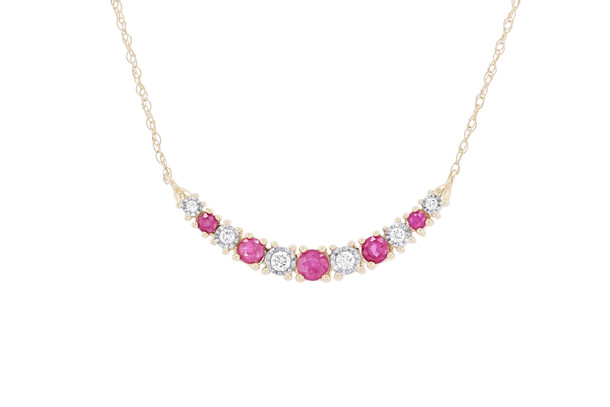 Ruby and Diamond Bar Necklace