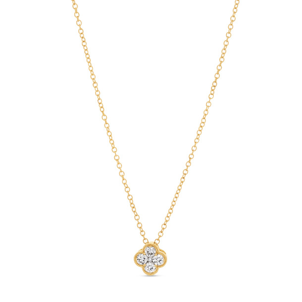 Milgrain Border Diamond Clover Pendant