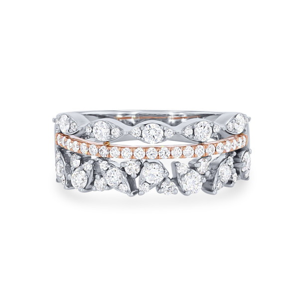 Uneek Three Row Diamond Stackable Ring