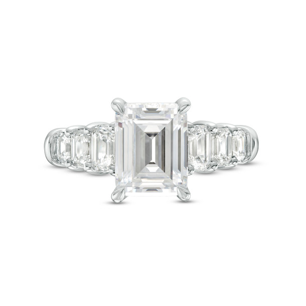 A. Jaffe Graduated Emerald Diamond Engagement Setting