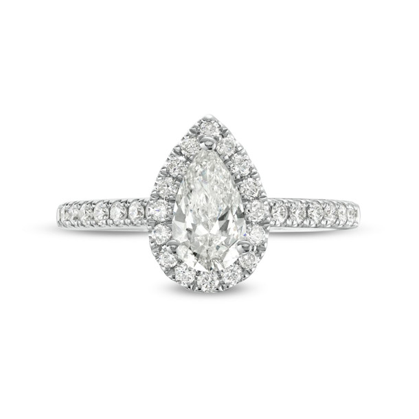 Pear Diamond Halo Engagement Ring