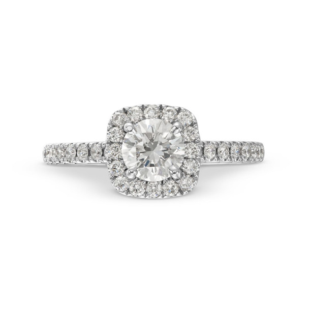 Round Diamond Cushion Halo Engagement Ring