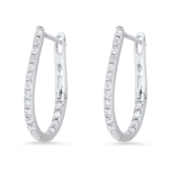 Drop Diamond Hoop Earrings