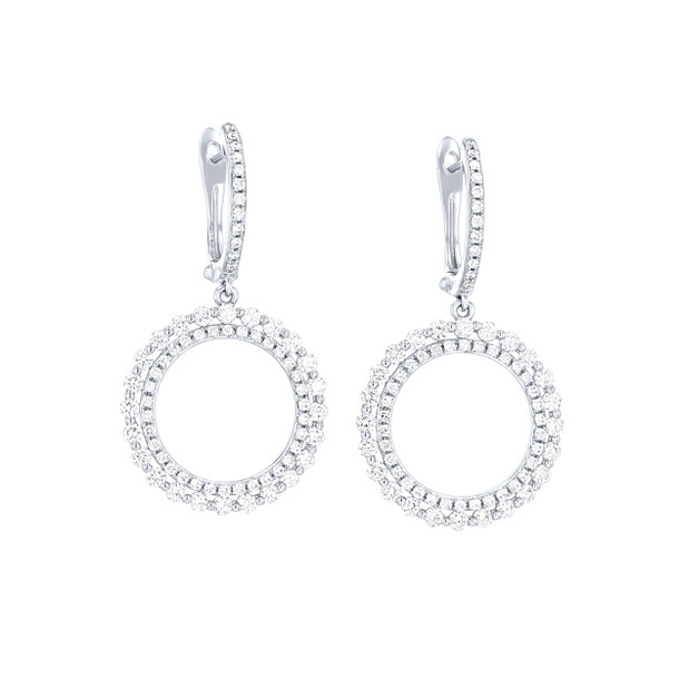 Diamond Circle Drop Earrings