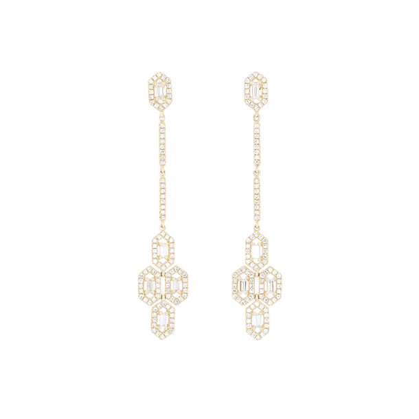 Diamond Geometric Drop Earrings