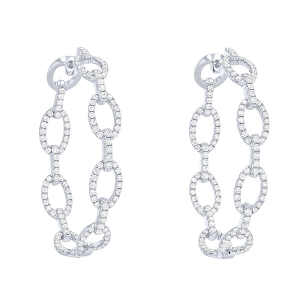 Diamond Chain Link Hoop Earrings