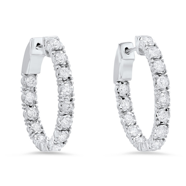 Oval Illusion Diamond Hoop Earrings