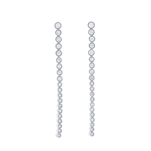 Diamond Bezel Line Drop Earrings
