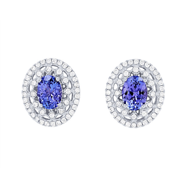 Tanzanite and Diamond Halo Earrings