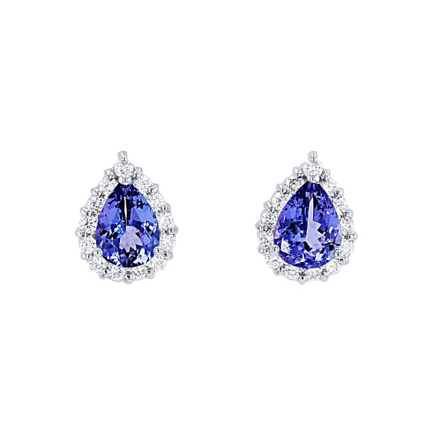 Tanzanite and Diamond Halo Studs