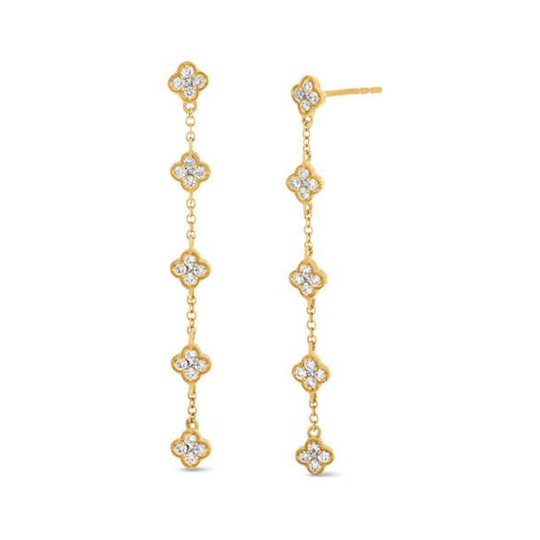Diamond Clover Drop Earrings