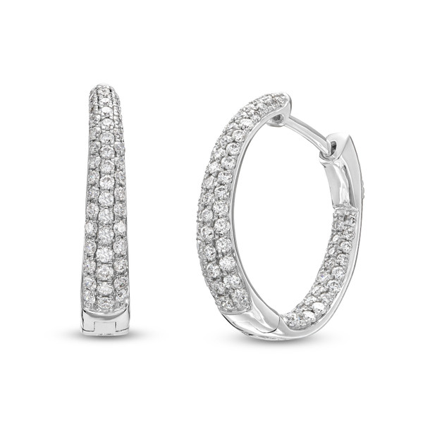 Graduated Pave Diamond Hoop Earrings