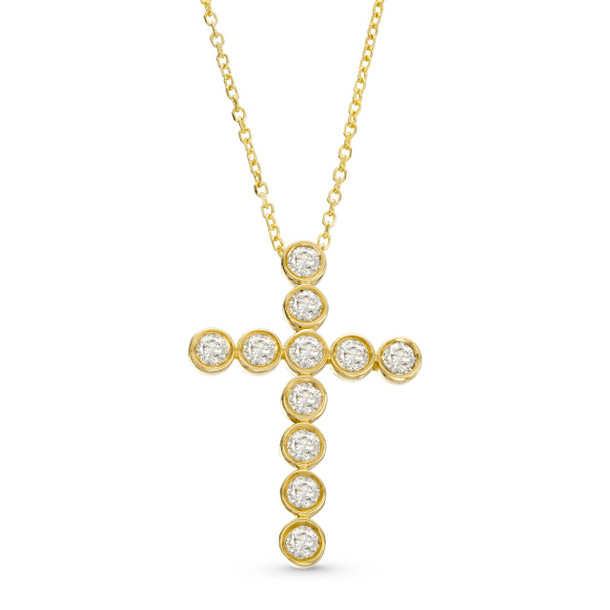Bezel Diamond Cross Necklace