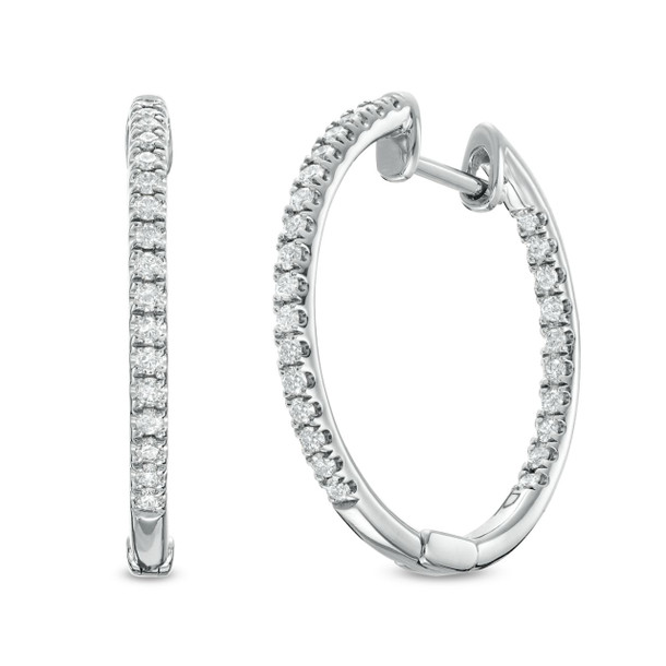 1.00 inch In/Out Diamond Hoop Earrings