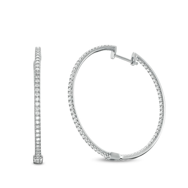 1.50 inch In/Out Diamond Hoop Earrings