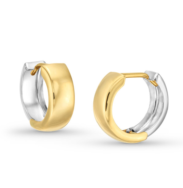 Two Tone Gold Huggie Earrings