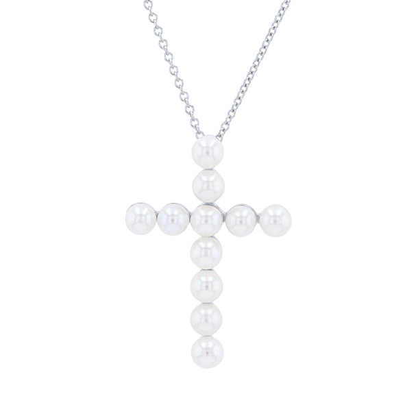 Freshwater Pearl Cross Pendant Necklace