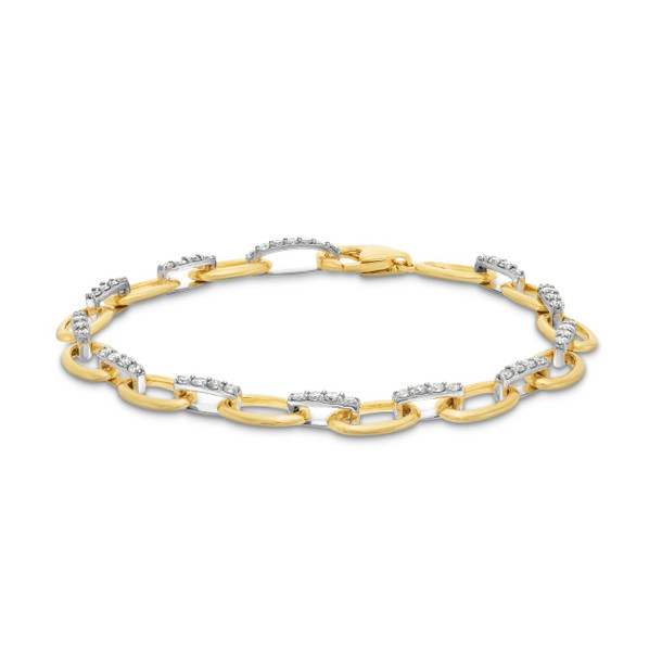 Alternating Gold and Diamond Paperclip Chain Bracelet