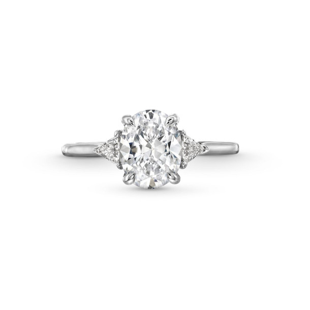 Three Stone Trillion Diamond Engagement Setting by Adorette