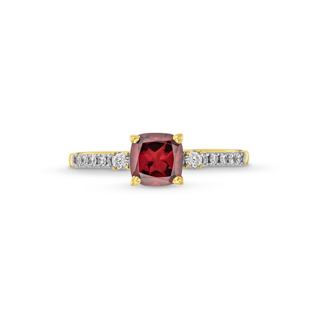 Red Garnet and Diamond  Ring