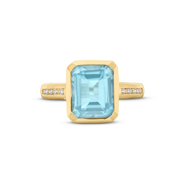 Blue Topaz Diamond Bezel Ring