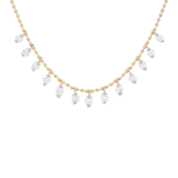 Diamond Dangle Beaded Chain Necklace