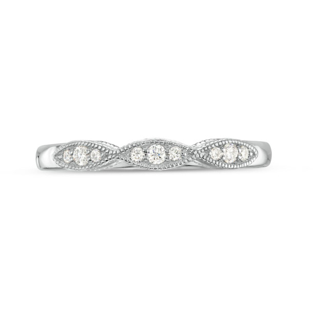 Marquise Frame Milgrain 14K White Gold Wedding Band