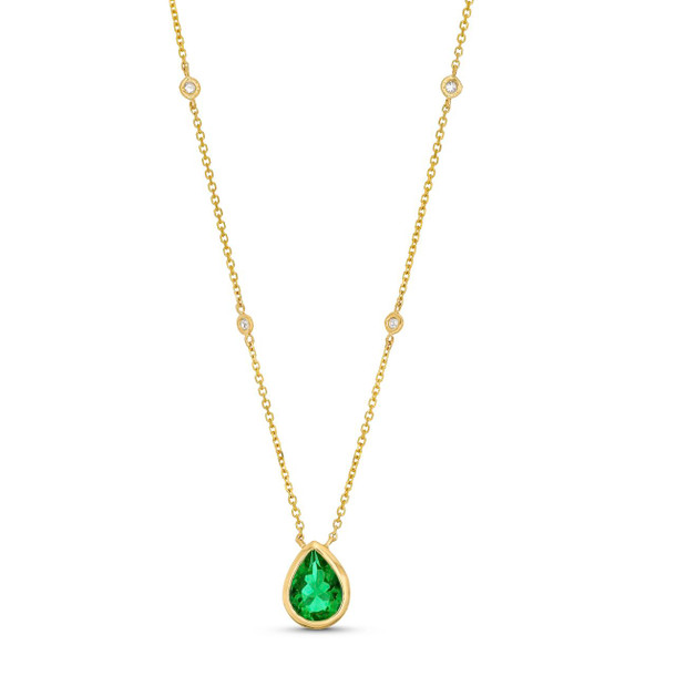 Pear Shape Green Emerald Necklace